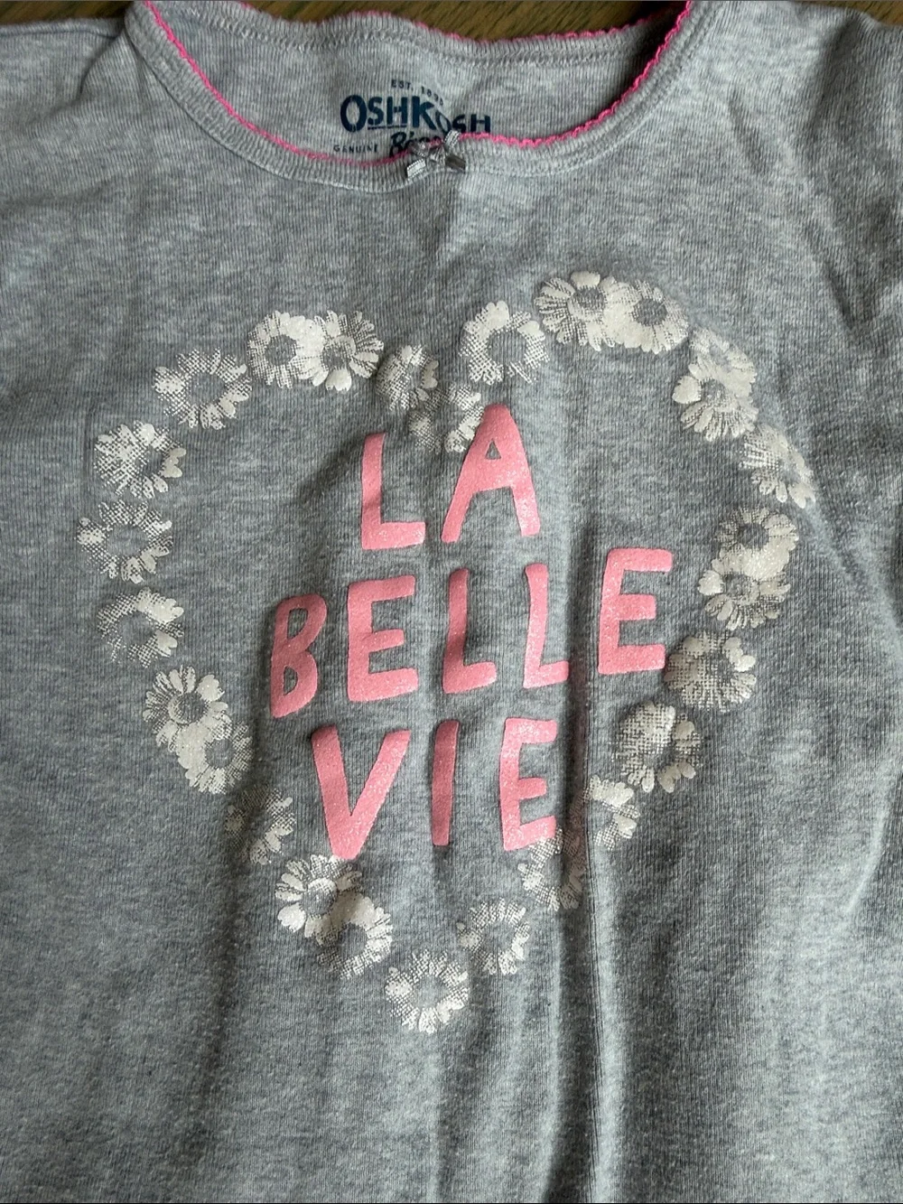 OshKosh B'gosh Gray Pajama Set with Pink 'La Belle Vie' Graphic